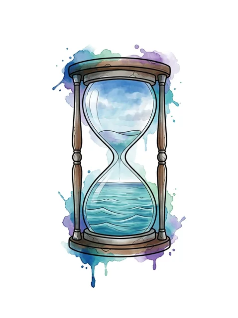 Color watercolor hourglass tattoo design