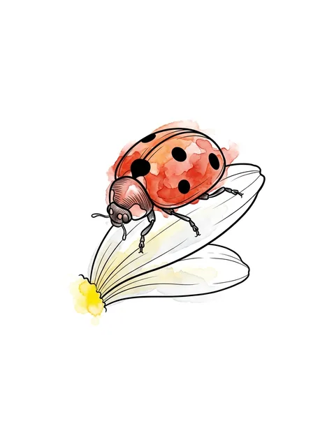 Color watercolor ladybug tattoo design