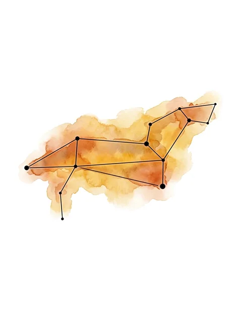 Color watercolor leo and constellation tattoo design