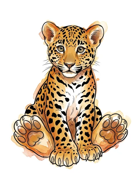 Color watercolor leopard tattoo design