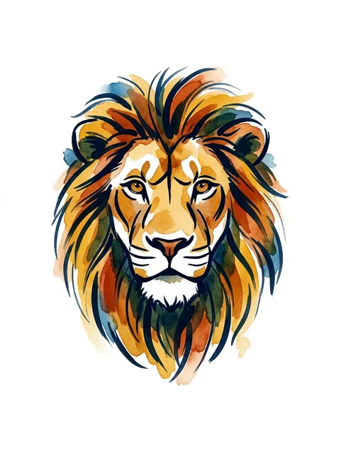 watercolor Lion tattoo design, in colour