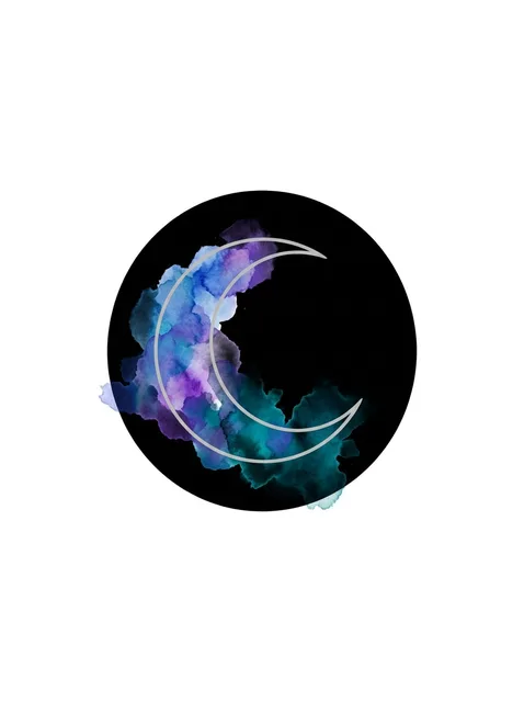 Color watercolor moon tattoo design: a crescent moon