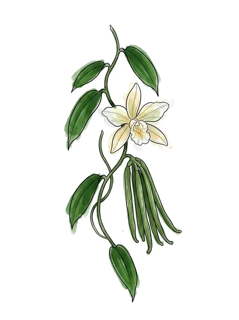 Color watercolor orchid tattoo design