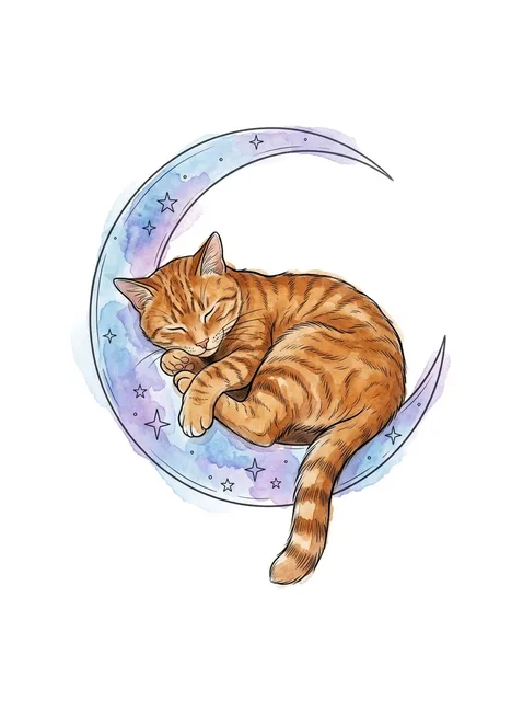 Color watercolor pet portrait and cat tattoo design