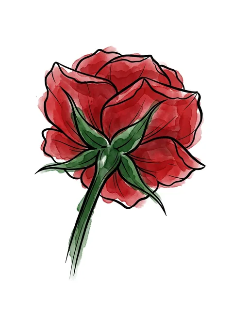 Color watercolor flower and rose tattoo design