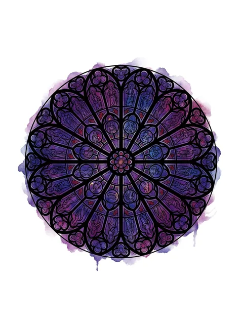 Color watercolor rose window tattoo design
