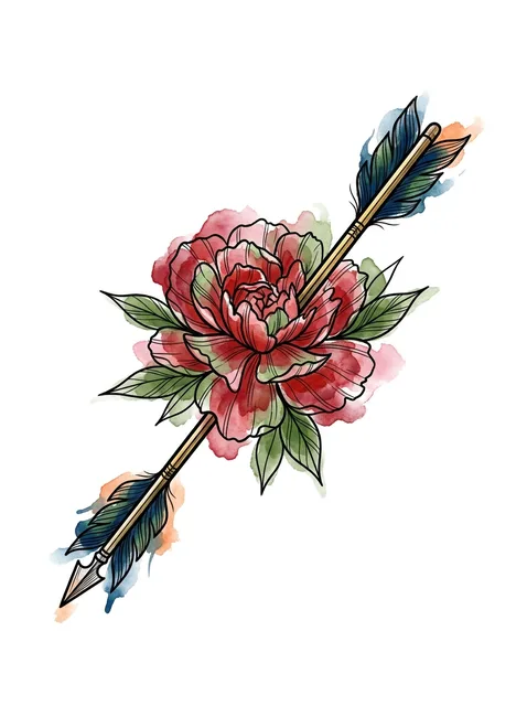 Color watercolor sagittarius and arrow tattoo design