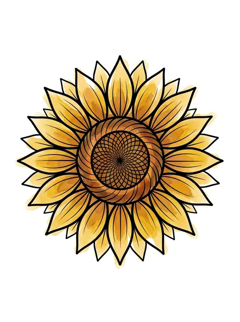 Color watercolor flower and sunflower tattoo design