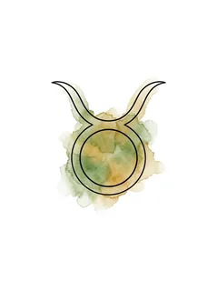 Color watercolor taurus tattoo design: an upturned crescent resting on top like horns