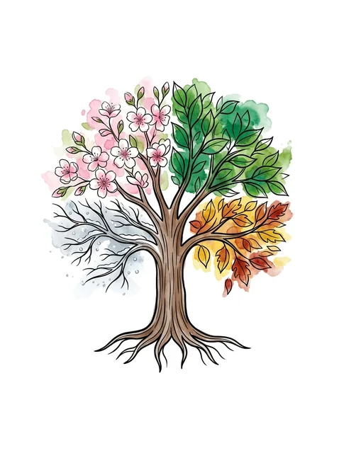 Color watercolor tree of life tattoo design