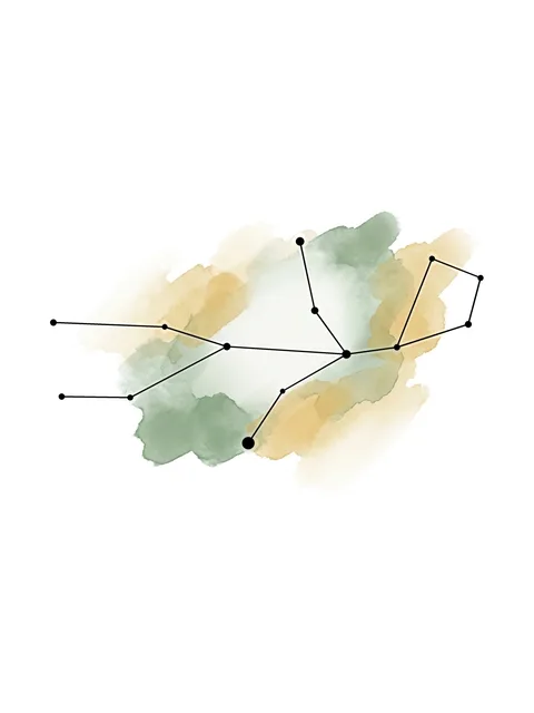 Color watercolor virgo and constellation tattoo design
