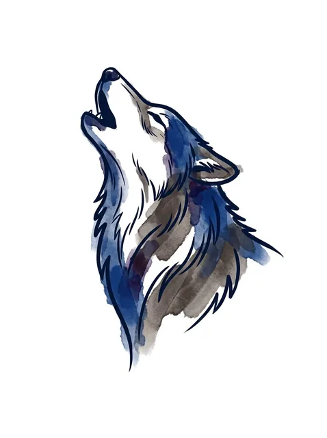 Color watercolor wolf tattoo design