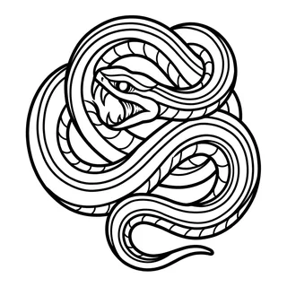Black and white blackwork snake tattoo design, drawn flat for an ankle tattoo