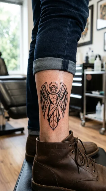 Angel tattoo on the ankle