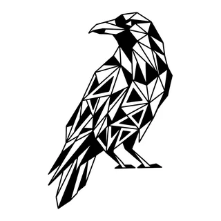 Black and white geometric raven tattoo design, outline stencil for an ankle tattoo
