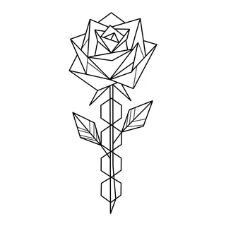 Black and white geometric rose tattoo design, outline stencil for an ankle tattoo