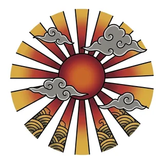 Color Japanese tattoo design, drawn flat for an ankle tattoo