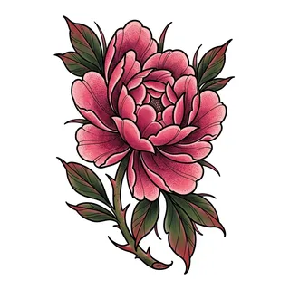 Color neo traditional tattoo design, drawn flat for an ankle tattoo