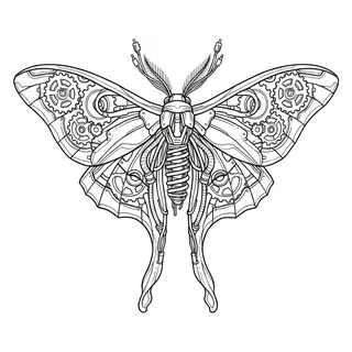 Black and grey biomechanical tattoo design, drawn flat for a back tattoo