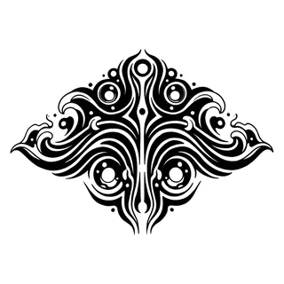 Black and white blackwork abstract tattoo design, drawn flat for a back tattoo