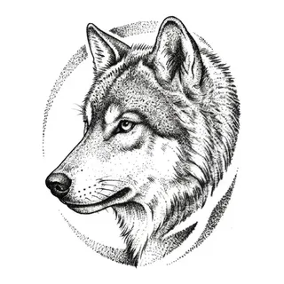 Black and grey dotwork tattoo design, drawn flat for a back tattoo