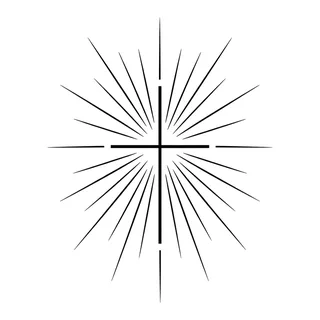 Black and white fine line cross tattoo design, outline stencil for a back tattoo