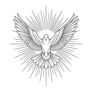 Black and white fine line dove tattoo design, outline stencil for a back tattoo