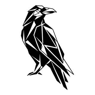Black and white geometric raven tattoo design, outline stencil for a back tattoo (1 of 2)