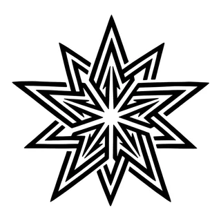 Black and white geometric star tattoo design, outline stencil for a back tattoo