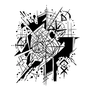 Black and white linework tattoo design, outline stencil for a back tattoo