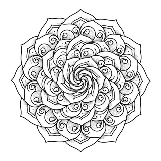 Black and grey ornamental mandala tattoo design, drawn flat for a back tattoo (1 of 2)