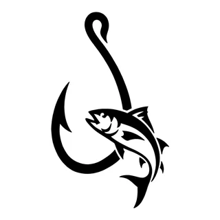 Black and white tribal fish tattoo design, drawn flat for a back tattoo