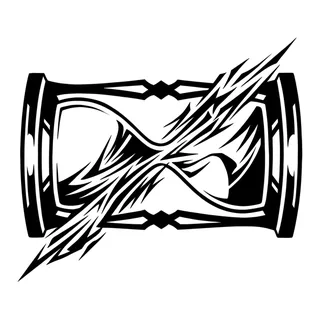 Black and white tribal hourglass tattoo design, drawn flat for a back tattoo