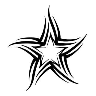 Black and white tribal star tattoo design, drawn flat for a back tattoo (1 of 2)