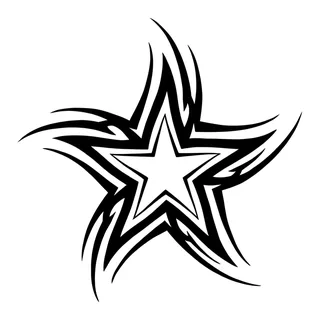 Black and white tribal star tattoo design, drawn flat for a back tattoo (2 of 2)