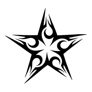 Black and white tribal star tattoo design, drawn flat for a back tattoo