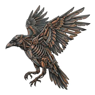 Color biomechanical tattoo design, drawn flat for a back tattoo