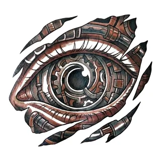 Color biomechanical tattoo design, drawn flat for a back tattoo