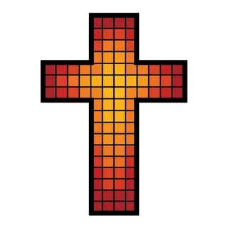Color geometric cross tattoo design, outline stencil for a back tattoo