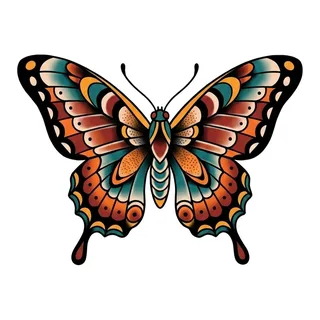 Color neo traditional tattoo design, drawn flat for a back tattoo