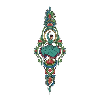 Color new school tattoo design, drawn flat for a back tattoo
