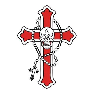 Color traditional cross tattoo design, drawn flat for a back tattoo