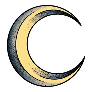Color traditional moon tattoo design, drawn flat for a back tattoo (2 of 2)