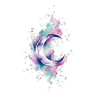 Color watercolor tattoo design, drawn flat for a back tattoo