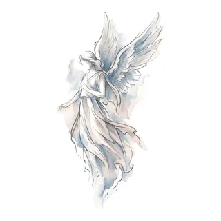 Color watercolor tattoo design, drawn flat for a back tattoo