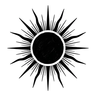 Black and white blackwork tattoo design, drawn flat for a tattoo behind the ear