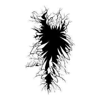 Black and white blackwork hole tattoo design, drawn flat for a tattoo behind the ear