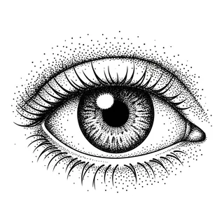 Black and grey dotwork tattoo design, drawn flat for a tattoo behind the ear