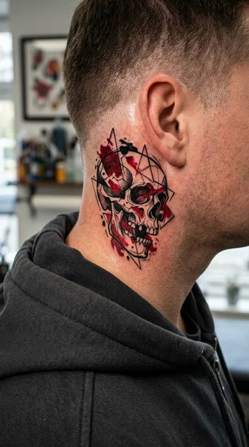 Skull tattoo on the behind the ear