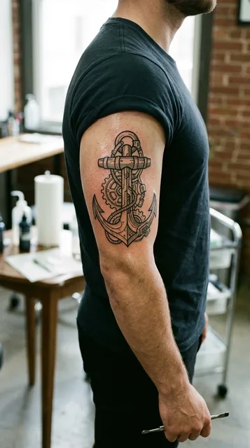 Anchor tattoo on the bicep